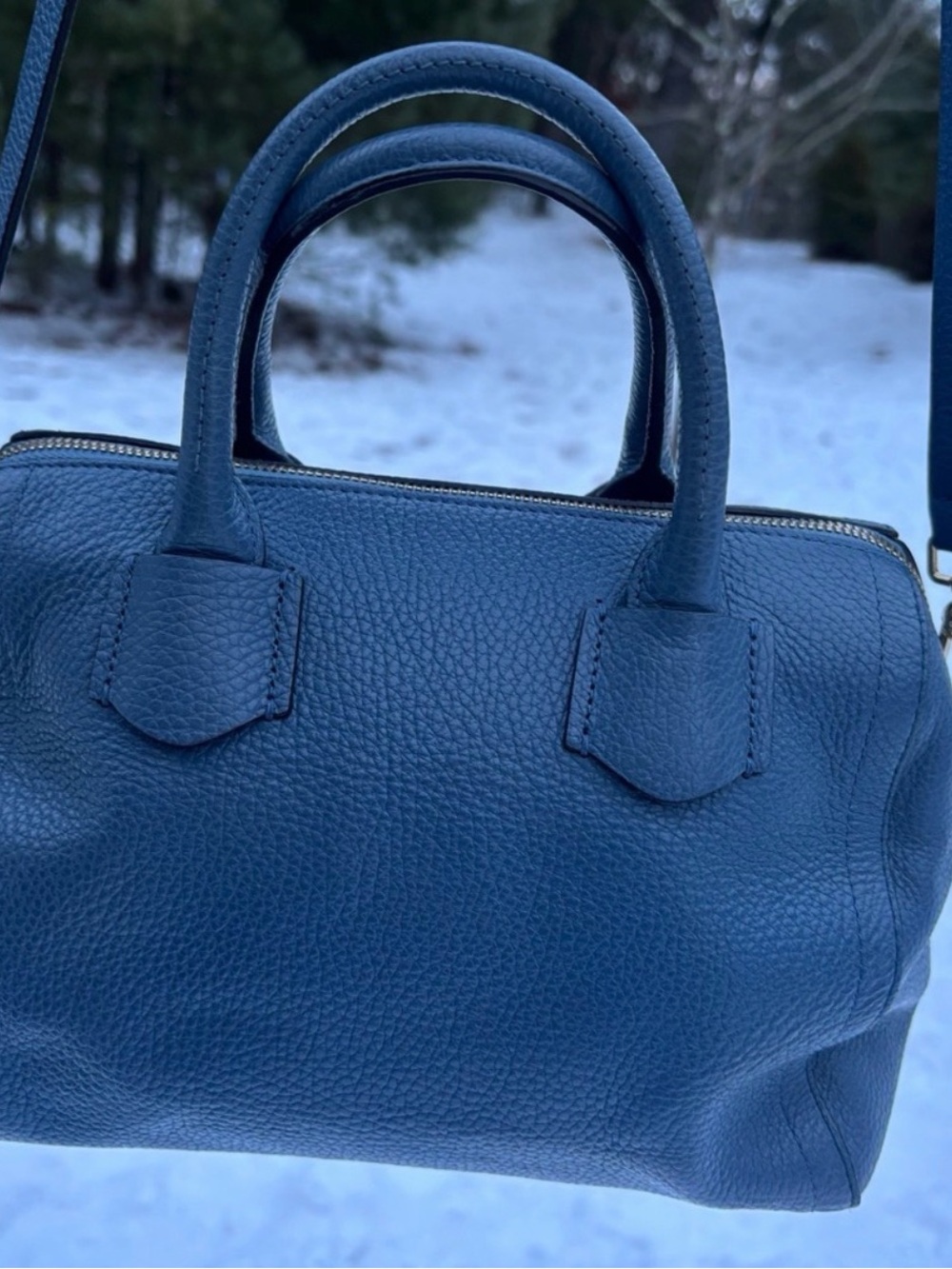 Furla Navy Leather Satchel Crossbody Bag - NWOT - Picture 4 of 15